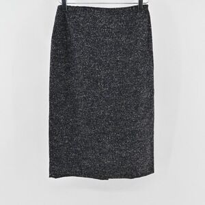 Vtg ANNE KLEIN Womens Wool Skirt Size 2 Dark Gray Pencil Academia Siren Corpcore